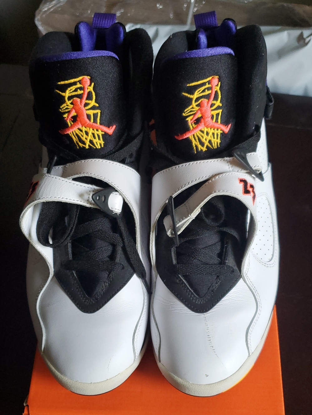 3 PeatJordan Men’s High-Top Athletic Sneakers in White, Black, Purple and Orange